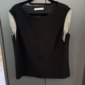 TRINA TURK, SIZE S, BLACK, CRYSTAL BLOUSE